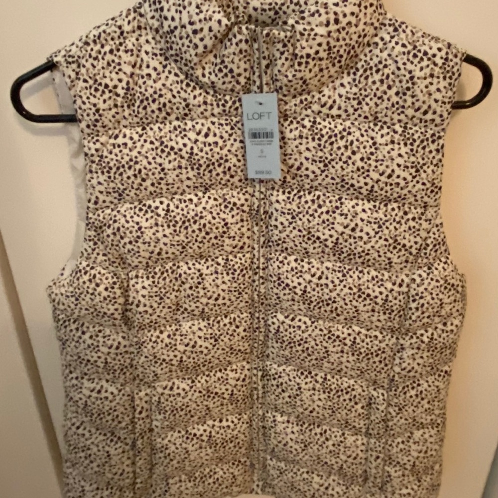 Cheetah Printed Zipper Puffer Vest Size Petite SM